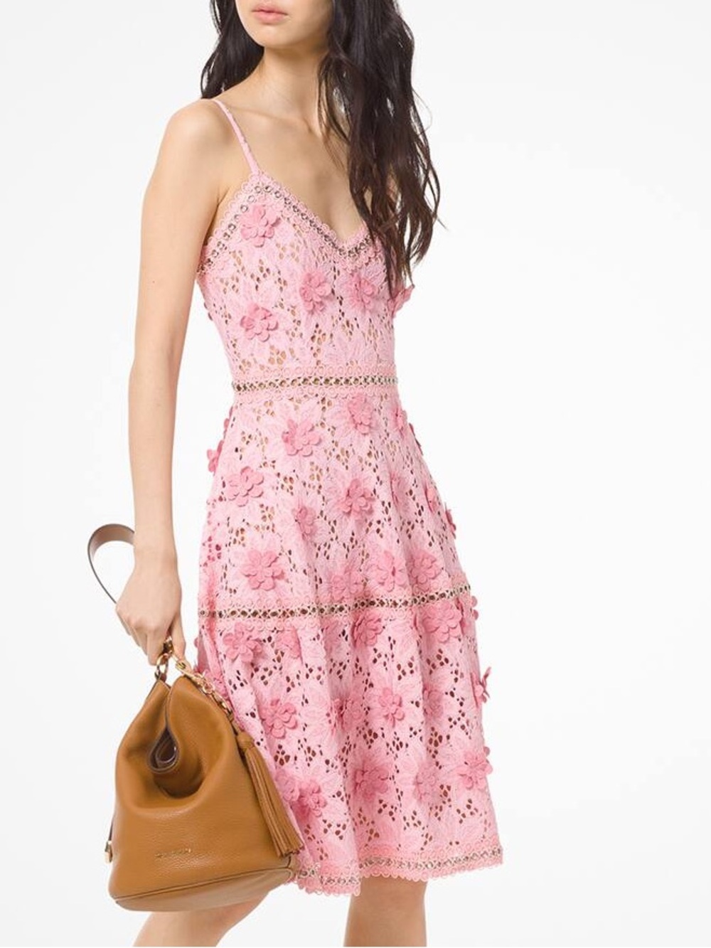 MICHAEL BY MICHAEL KORS Floral Appliqué eyelet dress in Carnation